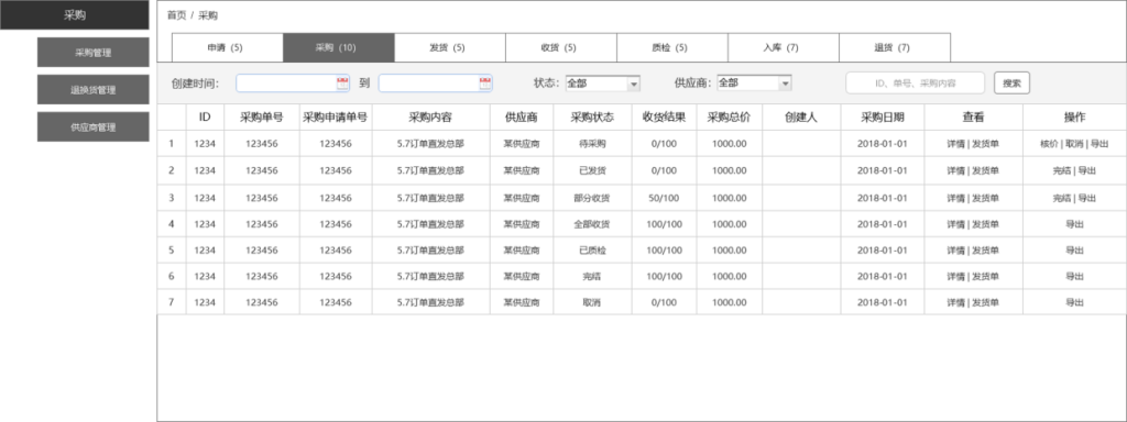 电商O2O后台供应链系统实操记录——采购模块